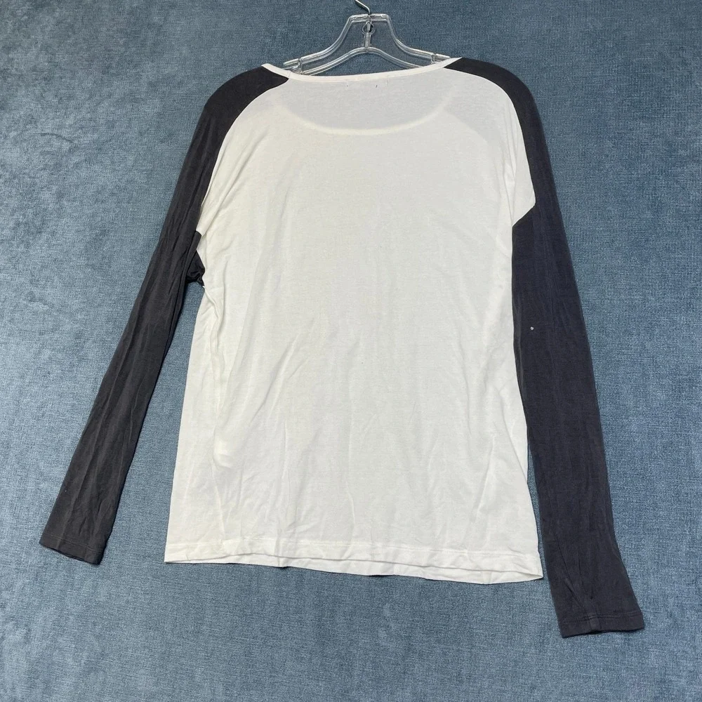 Banana Republic Shirt Mens Small White Black Raglan Sleeve Round Neck Casual